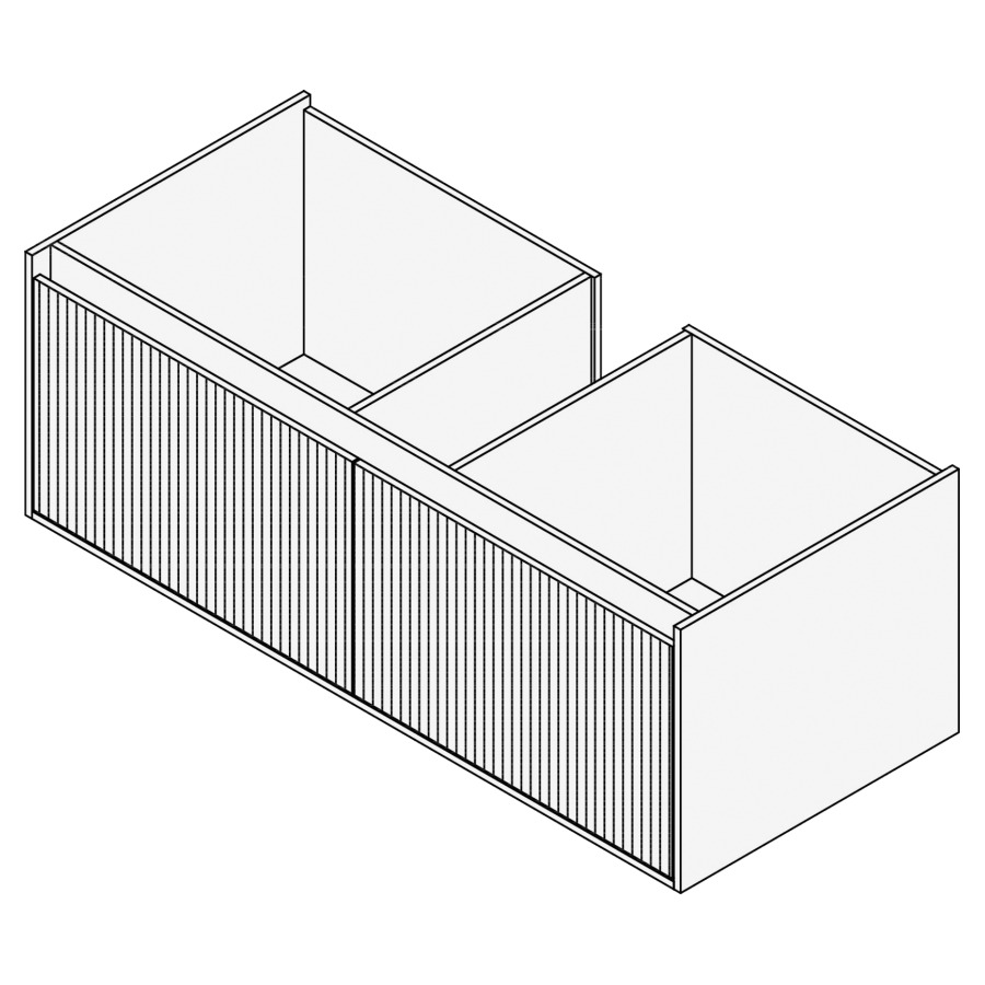 Élément inférieur GROOVE
120 x 40 x 45-55 cm
2 élément à 1 tiroir
Legrabox noir, pour 1 lavabo