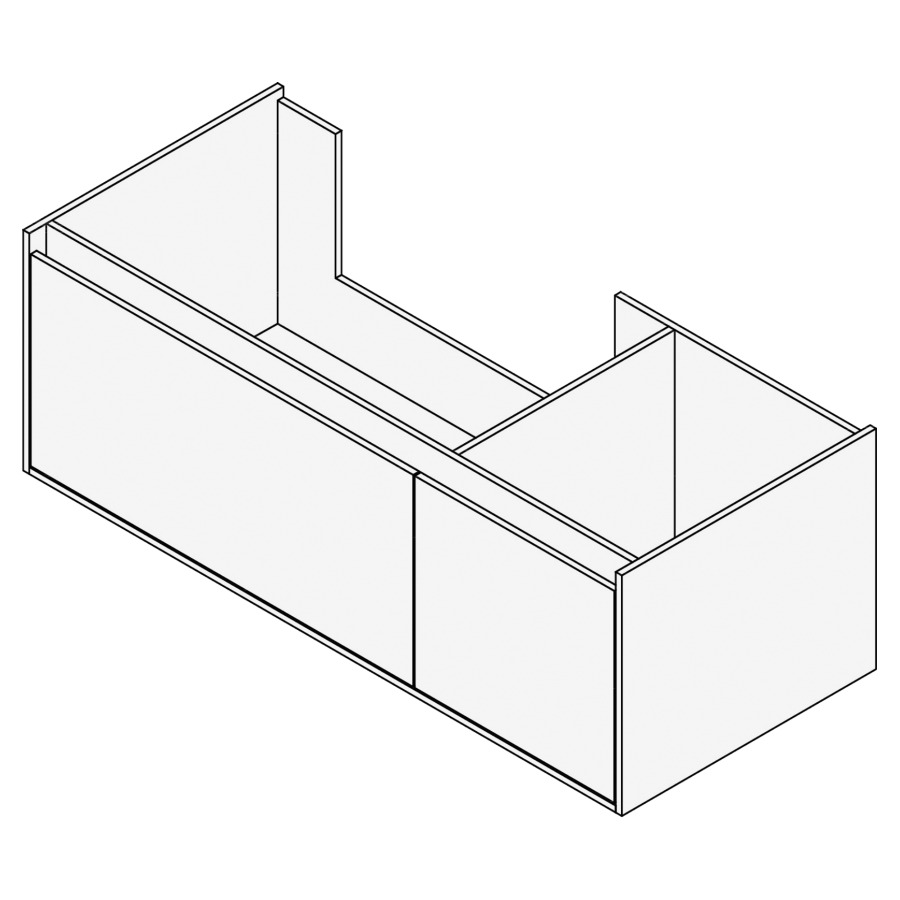 Élément inférieur GROOVE
120 x 40 x 45-55 cm
2 élément à 1 tiroir (80/40)
Legrabox noir, pour 1 lavabo