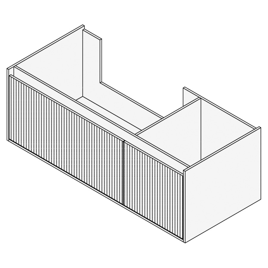 Élément inférieur GROOVE
120 x 40 x 45-55 cm
2 élément à 1 tiroir (80/40)
Legrabox noir, pour 1 lavabo