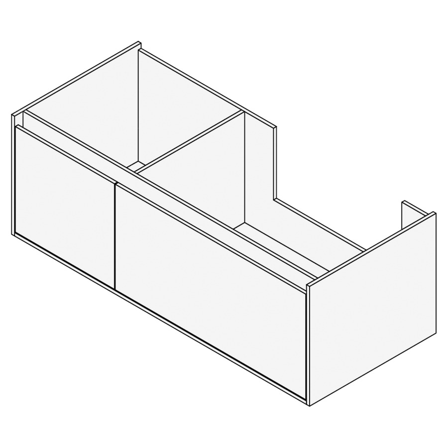 Élément inférieur GROOVE
120 x 40 x 45-55 cm
2 élément à 1 tiroir (40/80)
Legrabox noir, pour 1 lavabo