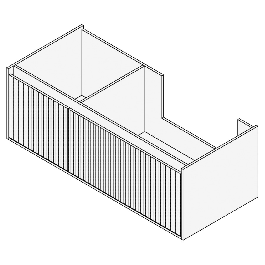 Élément inférieur GROOVE
120 x 40 x 45-55 cm
2 élément à 1 tiroir (40/80)
Legrabox noir, pour 1 lavabo