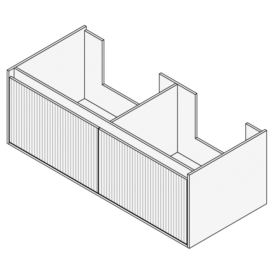 Élément inférieur GROOVE
120 x 40 x 45-55 cm
2 élément à 1 tiroir
Legrabox noir, pour 2 lavabos