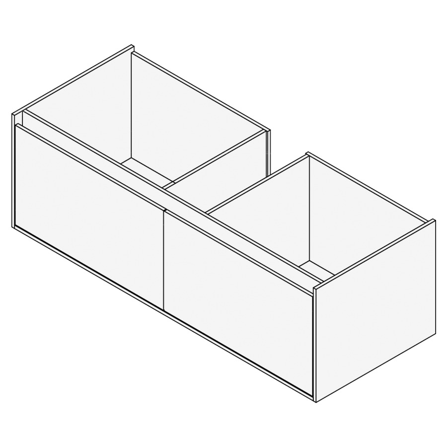 Élément inférieur GROOVE
130 x 40 x 45-55 cm
2 élément à 1 tiroir
Legrabox noir, pour 1 lavabo