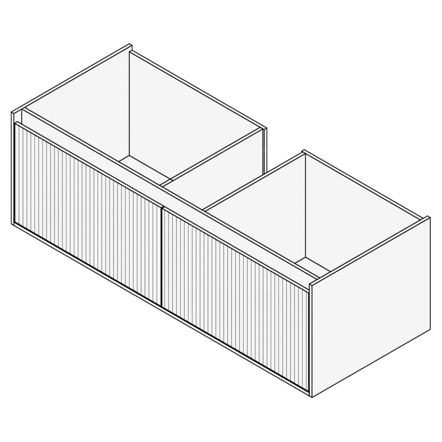 Élément inférieur GROOVE
130 x 40 x 45-55 cm
2 élément à 1 tiroir
Legrabox noir, pour 1 lavabo