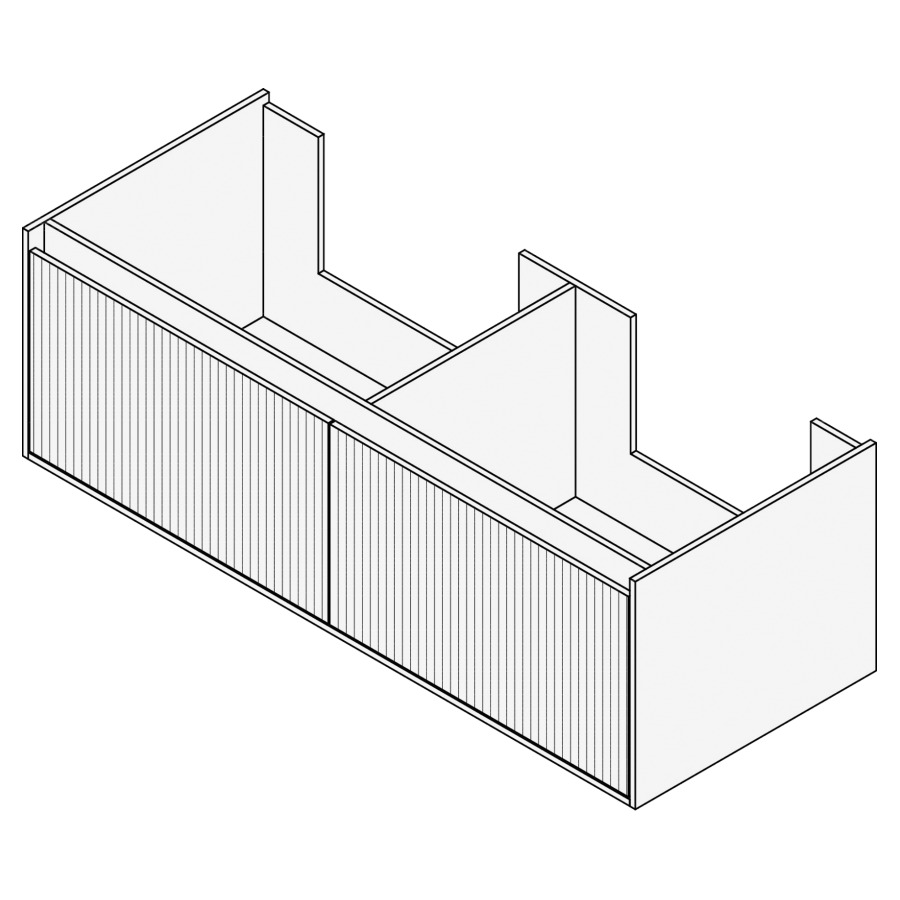 Élément inférieur GROOVE
130 x 40 x 45-55 cm
2 élément à 1 tiroir
Legrabox noir, pour 2 lavabos