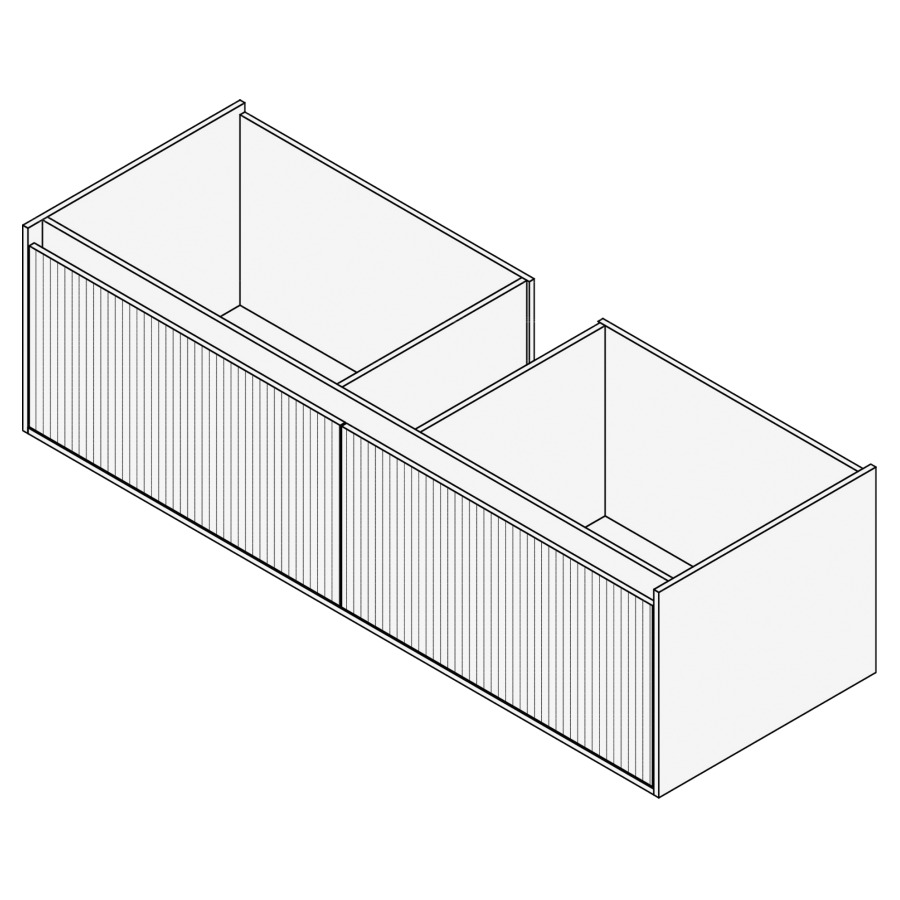 Élément inférieur GROOVE
150 x 40 x 45-55 cm
2 élément à 1 tiroir
Legrabox noir, pour 1 lavabo