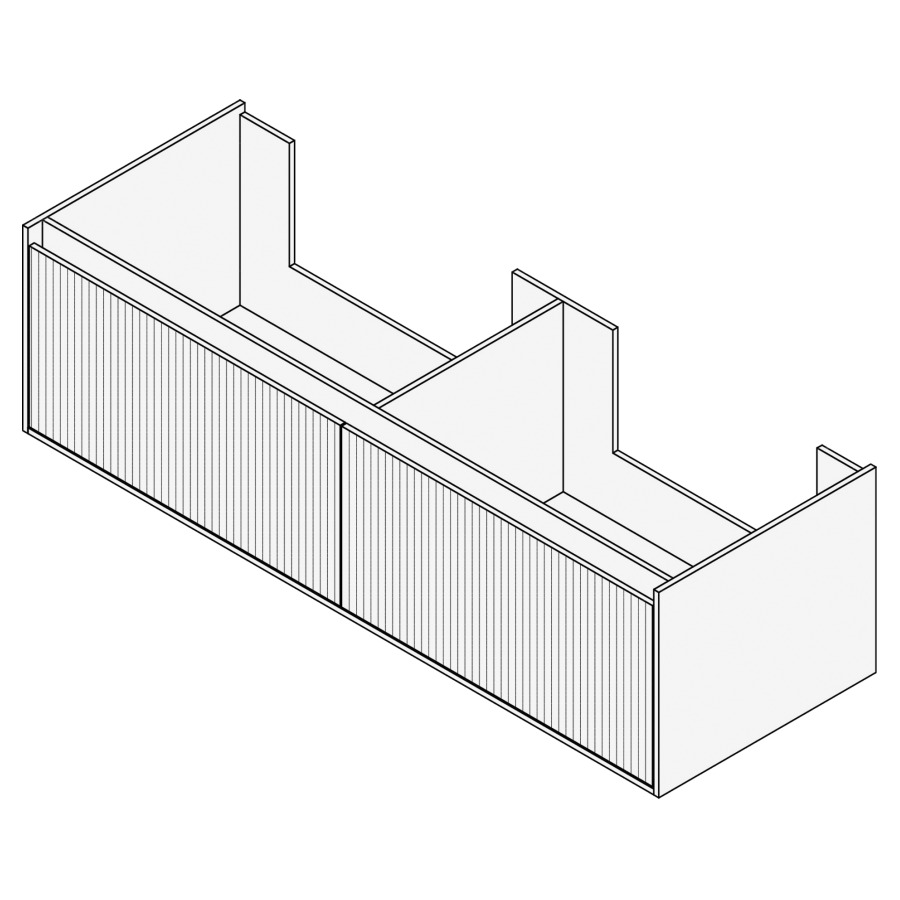 Élément inférieur GROOVE
150 x 40 x 45-55 cm
2 élément à 1 tiroir
Legrabox noir, pour 2 lavabos