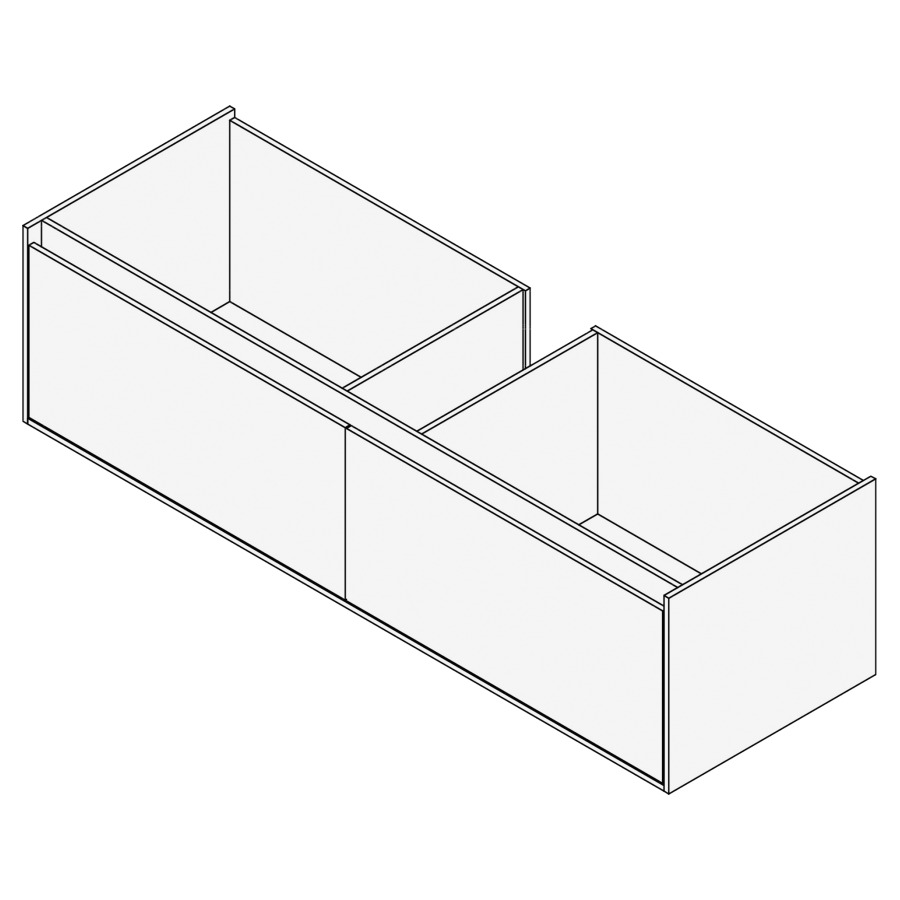 Élément inférieur GROOVE
160 x 40 x 45-55 cm
2 élément à 1 tiroir
Legrabox noir, pour 1 lavabo