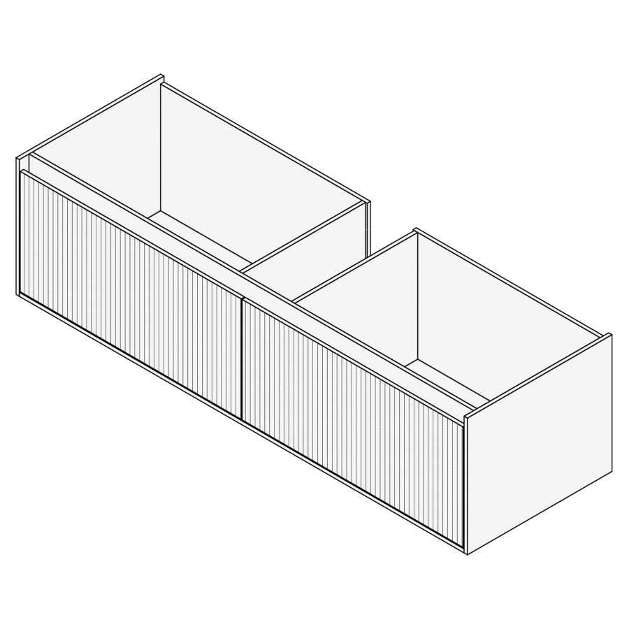 Élément inférieur GROOVE
160 x 40 x 45-55 cm
2 élément à 1 tiroir
Legrabox noir, pour 1 lavabo