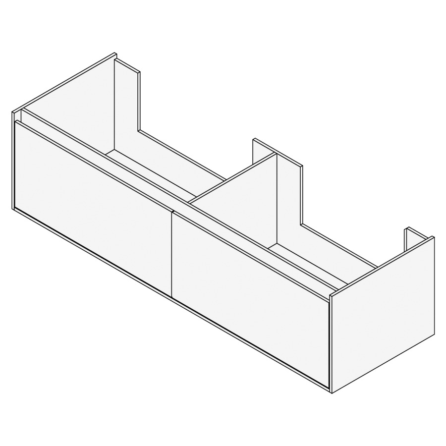 Élément inférieur GROOVE
160 x 40 x 45-55 cm
2 élément à 1 tiroir
Legrabox noir, pour 2 lavabos
