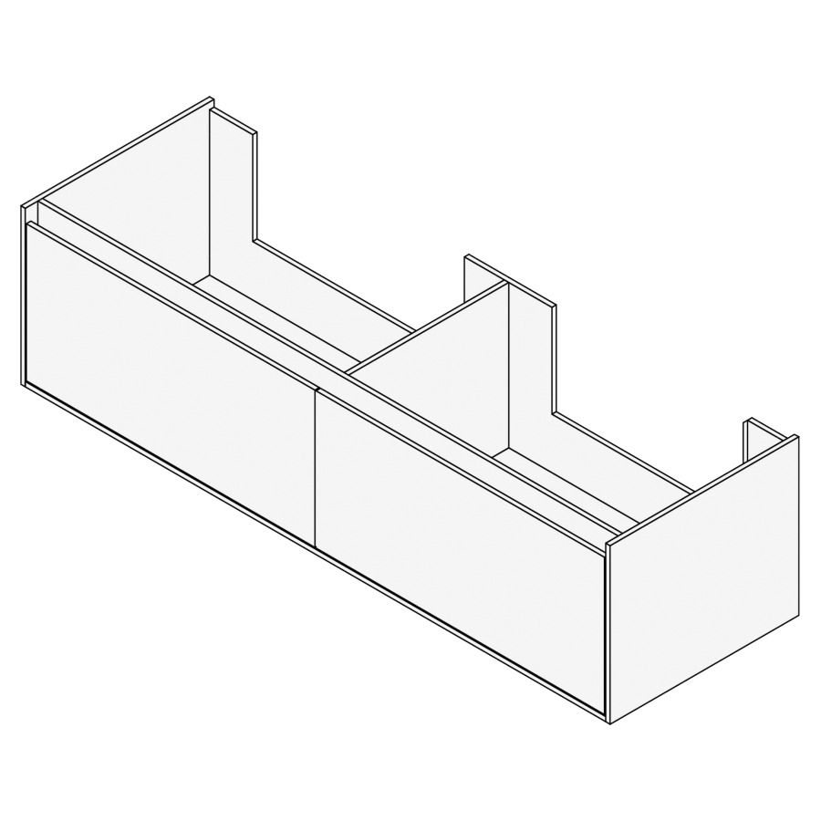 Élément inférieur GROOVE
160 x 40 x 45-55 cm
2 élément à 1 tiroir
Legrabox noir, pour 2 lavabos