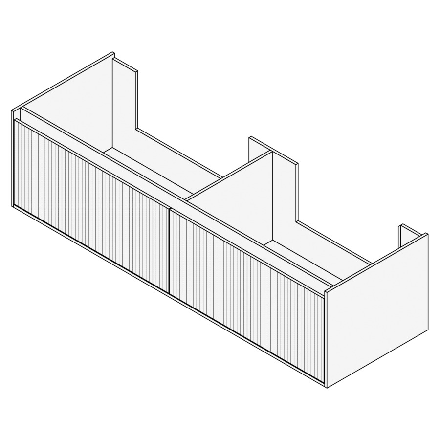 Élément inférieur GROOVE
160 x 40 x 45-55 cm
2 élément à 1 tiroir
Legrabox noir, pour 2 lavabos