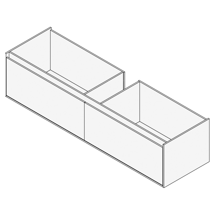 Élément inférieur GROOVE
180 x 40 x 45-55 cm
2 élément à 1 tiroir
Legrabox noir, pour 1 lavabo