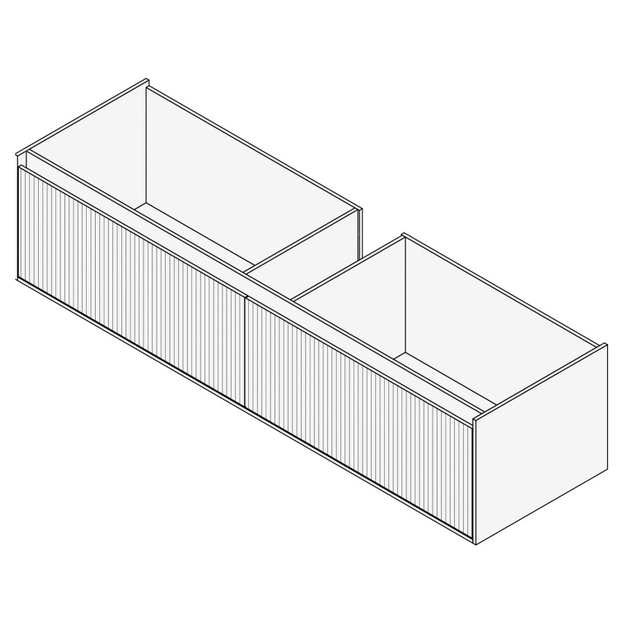Élément inférieur GROOVE
180 x 40 x 45-55 cm
2 élément à 1 tiroir
Legrabox noir, pour 1 lavabo