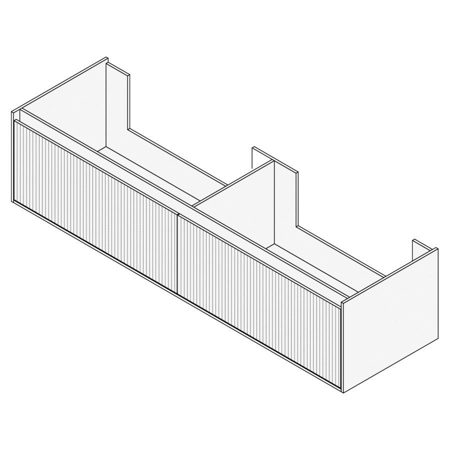 Élément inférieur GROOVE
180 x 40 x 45-55 cm
2 élément à 1 tiroir
Legrabox noir, pour 2 lavabos