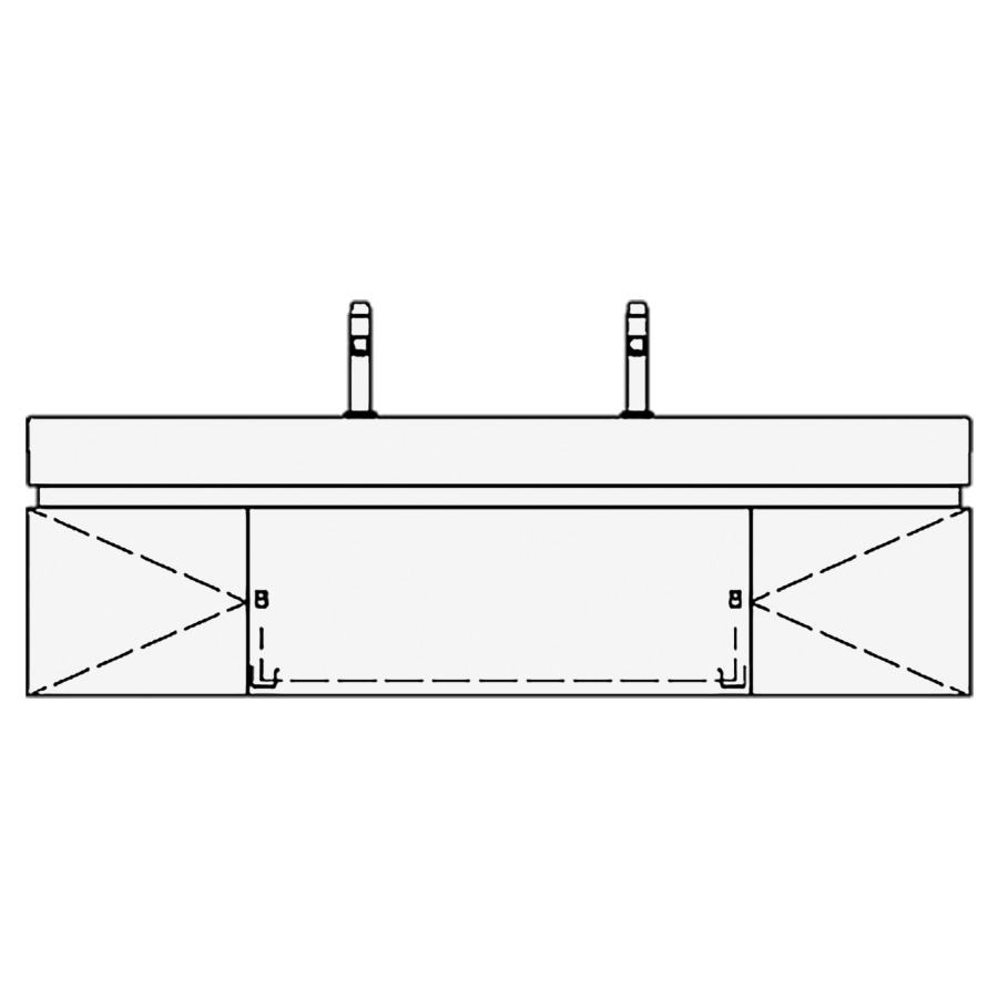 Élément inférieur PALACE-AIDA
150,0 x 33,5 x 37,0 cm
pour lavabo Palace 150 cm
avec 2 robinets
armoire de tablette
à gauche + à droite
sans tablette
élément à 1 tiroir au milieu