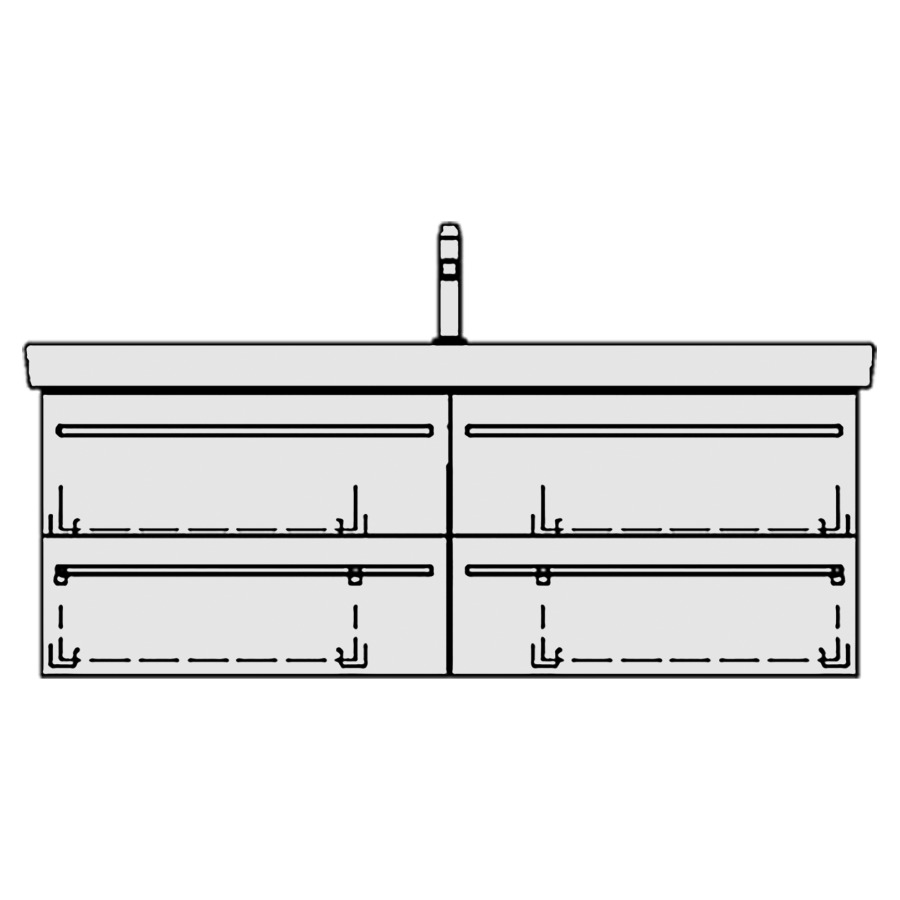 Élément inférieur
SUBWAY 2 TORO
125,0 x 48,0 x 44,0 cm
pour lavabo Subway 2.0 130 cm
avec 1 robinet, 2 éléments
à chacune 2 tiroirs