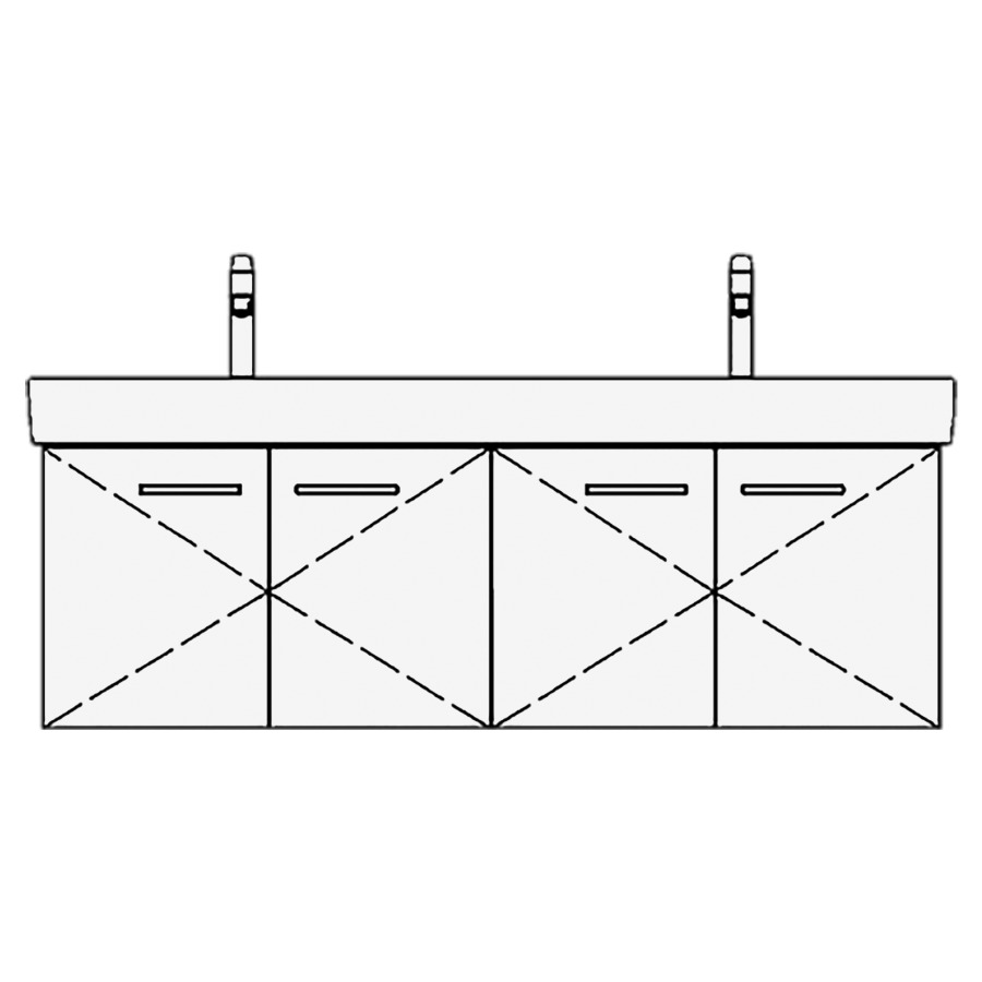 Élément inférieur PRO S TORO
126,0 x 44,0 x 44,0 cm
pour lavabo double Pro S
130 cm, 2 armoires de tablette
2 portes, sans tablette