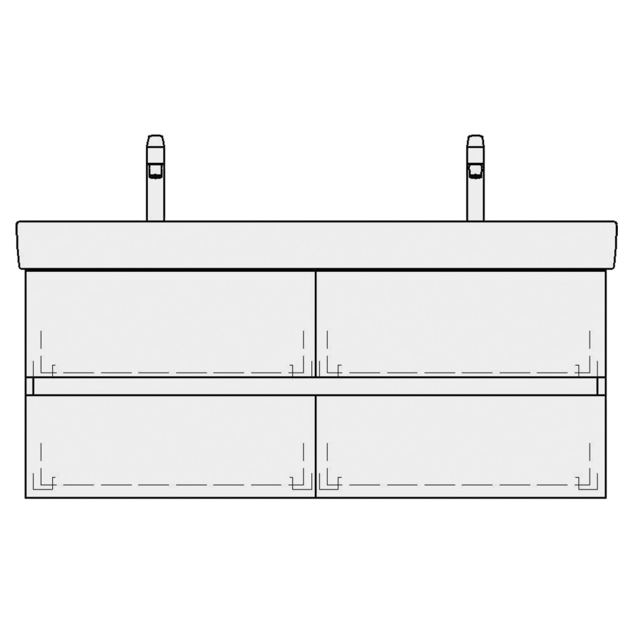 Élément inférieur PRO S TORO
126,0 x 46,0 x 44,0 cm
pour lavabo double Pro S
130 cm, 2 éléments à chacune
2 tiroirs