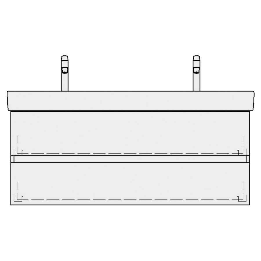 Élément inférieur PRO S TORO
126,0 x 46,0 x 44,0 cm
pour lavabo double Pro S
130 cm, élément à 2 tiroirs