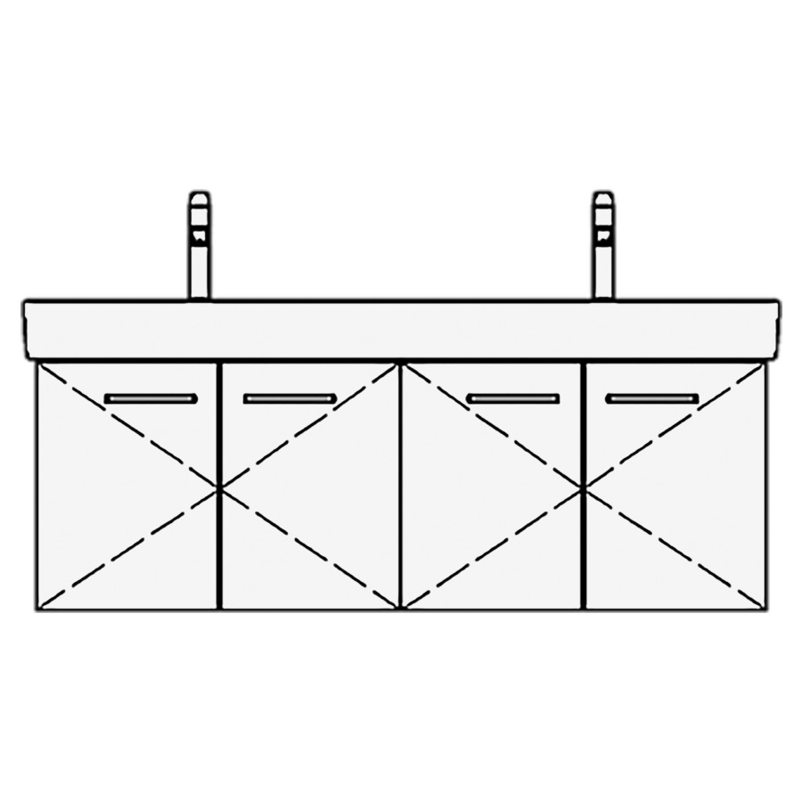 Élément inférieur PRO S TORO
116,0 x 44,0 x 44,0 cm
pour lavabo double Pro S
120 cm, 2 armoires de tablette
2 portes, sans tablette