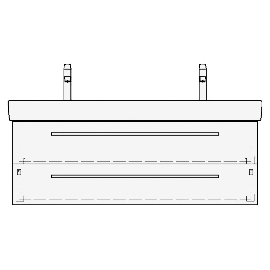 Élément inférieur PRO S TORO
116,0 x 46,0 x 44,0 cm
pour lavabo double Pro S
120 cm, élément à 2 tiroirs