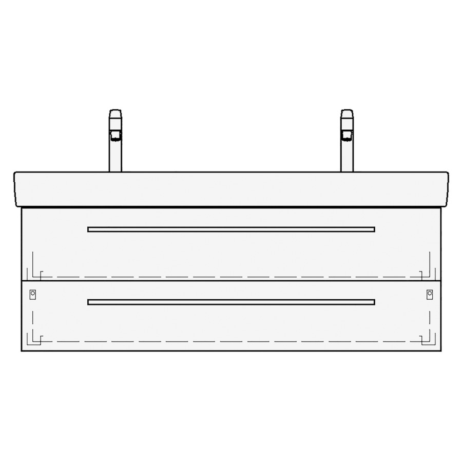 Élément inférieur PRO S TORO
116,0 x 46,0 x 44,0 cm
pour lavabo double Pro S
120 cm, élément à 2 tiroirs
