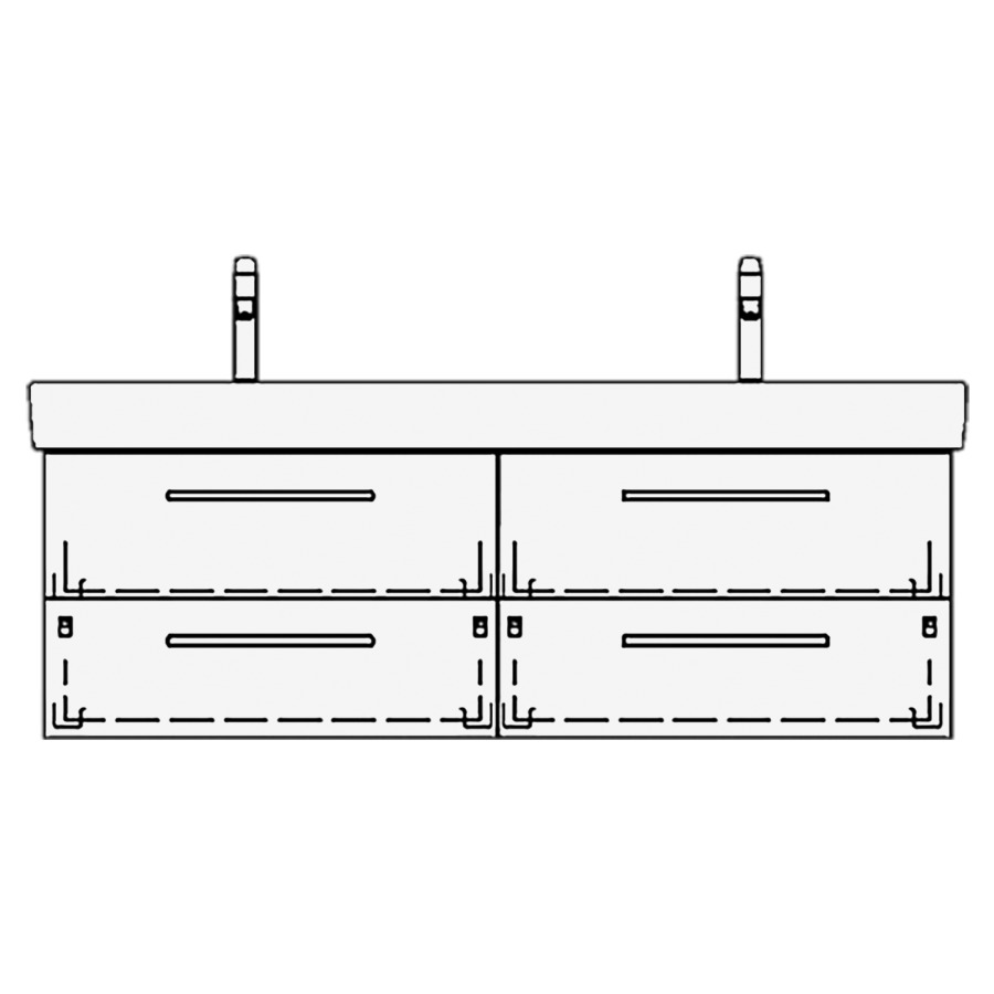Élément inférieur PRO S ASINO
126,0 x 46,0 x 44,0 cm
pour lavabo double Pro S
130 cm, 2 éléments à chacune
2 tiroirs