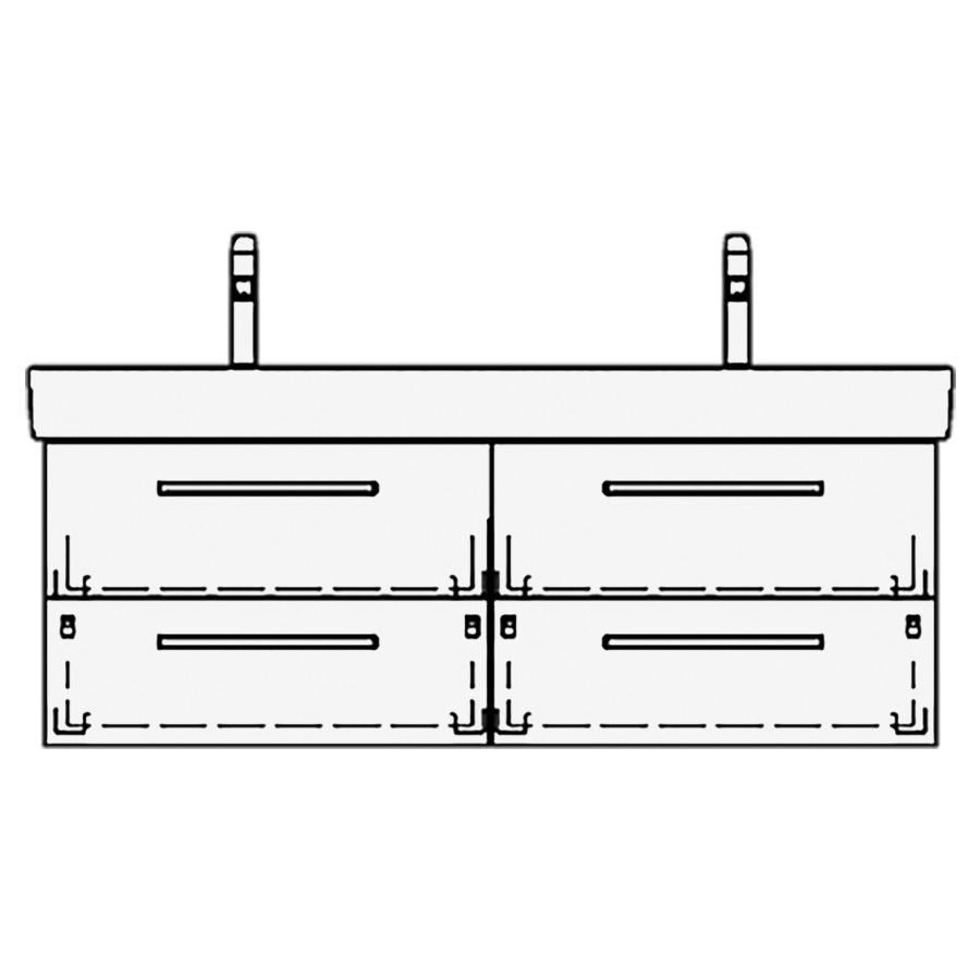 Élément inférieur PRO S ASINO
116,0 x 46,0 x 44,0 cm
pour lavabo double Pro S
120 cm, 2 éléments à chacune
2 tiroirs