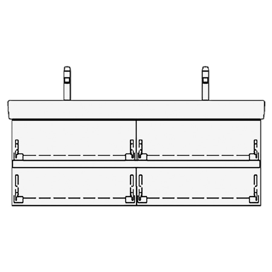 Élément inférieur PRO S GATTO
126,0 x 44,0 x 43,5 cm
pour lavabo double Pro S
130 cm, 2 élément à chacune
2 tiroirs