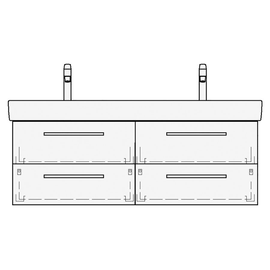 Élément inférieur PRO S TORO
116,0 x 46,0 x 44,0 cm
pour lavabo double Pro S
120 cm, 2 élément à chacune
2 tiroirs