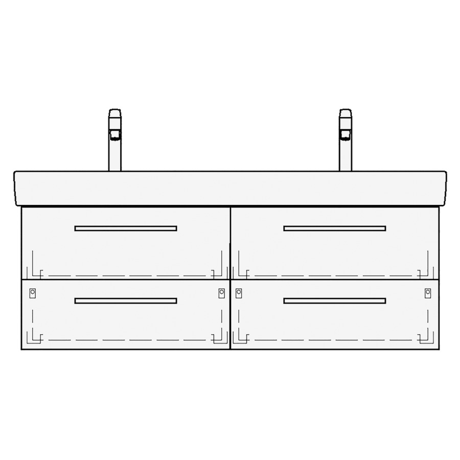 Élément inférieur PRO S TORO
116,0 x 46,0 x 44,0 cm
pour lavabo double Pro S
120 cm, 2 élément à chacune
2 tiroirs