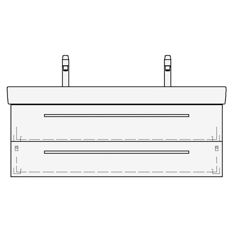 Élément inférieur PRO S TORO
116,0 x 46,0 x 44,0 cm
pour lavabo Pro S 120 cm
avec 2 robinets
élément à 2 tiroirs