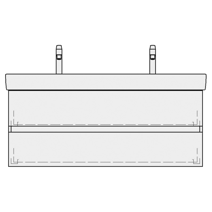 Élément inférieur PRO S TORO
116,0 x 46,0 x 44,0 cm
pour lavabo Pro S 120 cm
avec 2 robinets
élément à 2 tiroirs