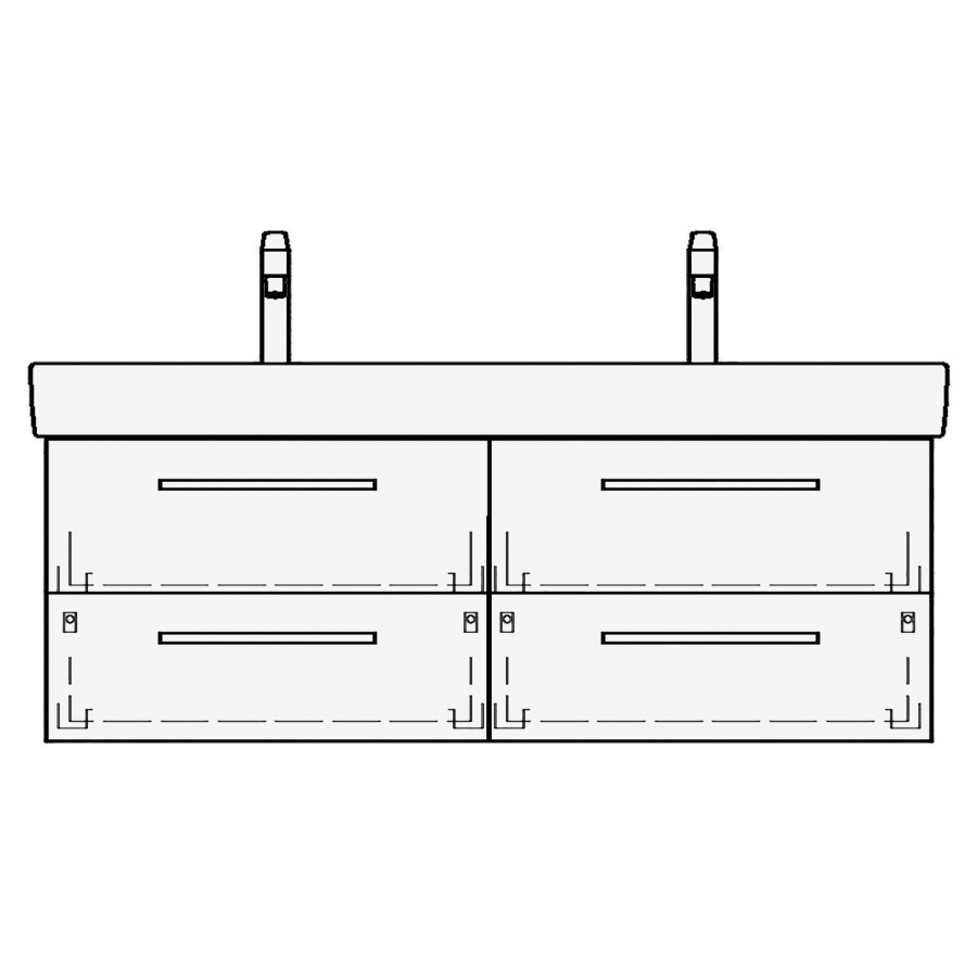 Élément inférieur PRO S TORO
116,0 x 46,0 x 44,0 cm
pour lavabo Pro S 120 cm
avec 2 robinets
2 éléments à chacune 2 tiroirs
