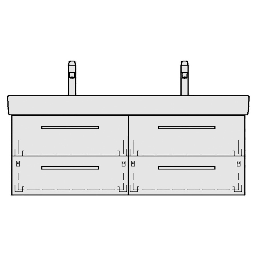 Élément inférieur PRO S TORO
116,0 x 46,0 x 44,0 cm
pour lavabo Pro S 120 cm
avec 2 robinets
2 éléments à chacune 2 tiroirs