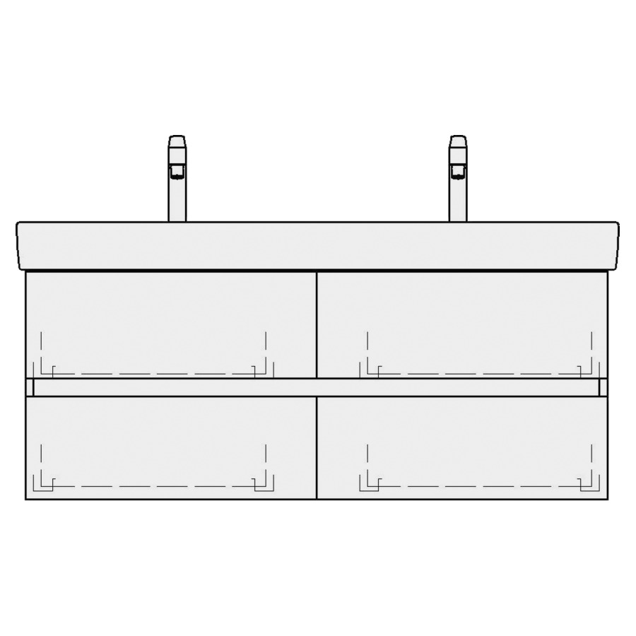 Élément inférieur PRO S TORO
116,0 x 46,0 x 44,0 cm
pour lavabo Pro S 120 cm
avec 2 robinets
2 éléments à chacune 2 tiroirs