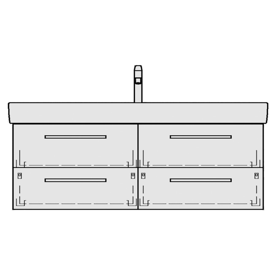 Élément inférieur PRO S TORO
116,0 x 46,0 x 44,0 cm
pour lavabo Pro S 120 cm
avec 1 robinet
2 éléments à chacune 2 tiroirs