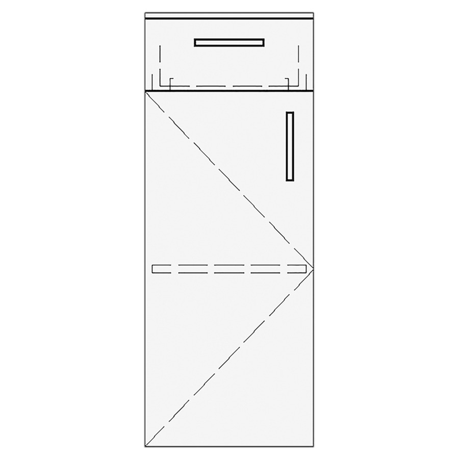 Armoire mi-haute RANA
30,0-50,0 x 70,0-135,0 x
30,0-40,0 cm, 1 tiroir en haut
armoire de tablette, 1 porte
charnières à gauche
tablette KH et recouvrement
1,2 cm inclus
DIMENSION EXTÉRIEURE SELON
MESURE