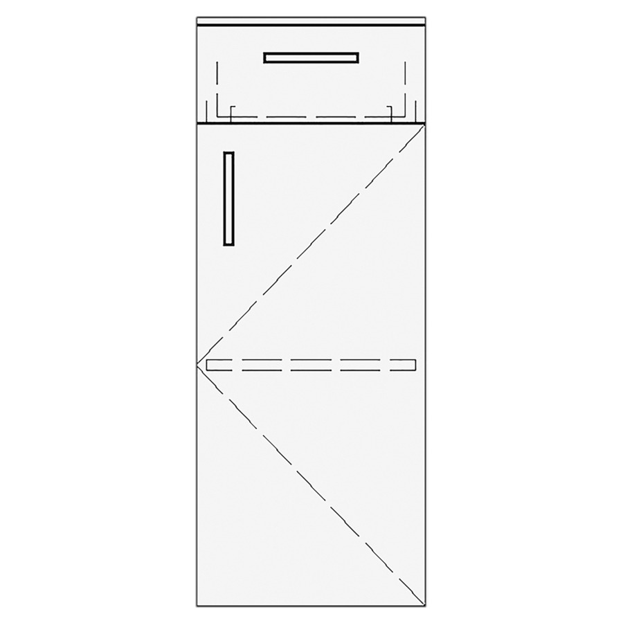 Armoire mi-haute RANA
30,0-50,0 x 70,0-135,0 x
30,0-40,0 cm, 1 tiroir en haut
armoire de tablette, 1 porte
charnières à droite
tablette KH et recouvrement
1,2 cm inclus
DIMENSION EXTÉRIEURE SELON
MESURE
