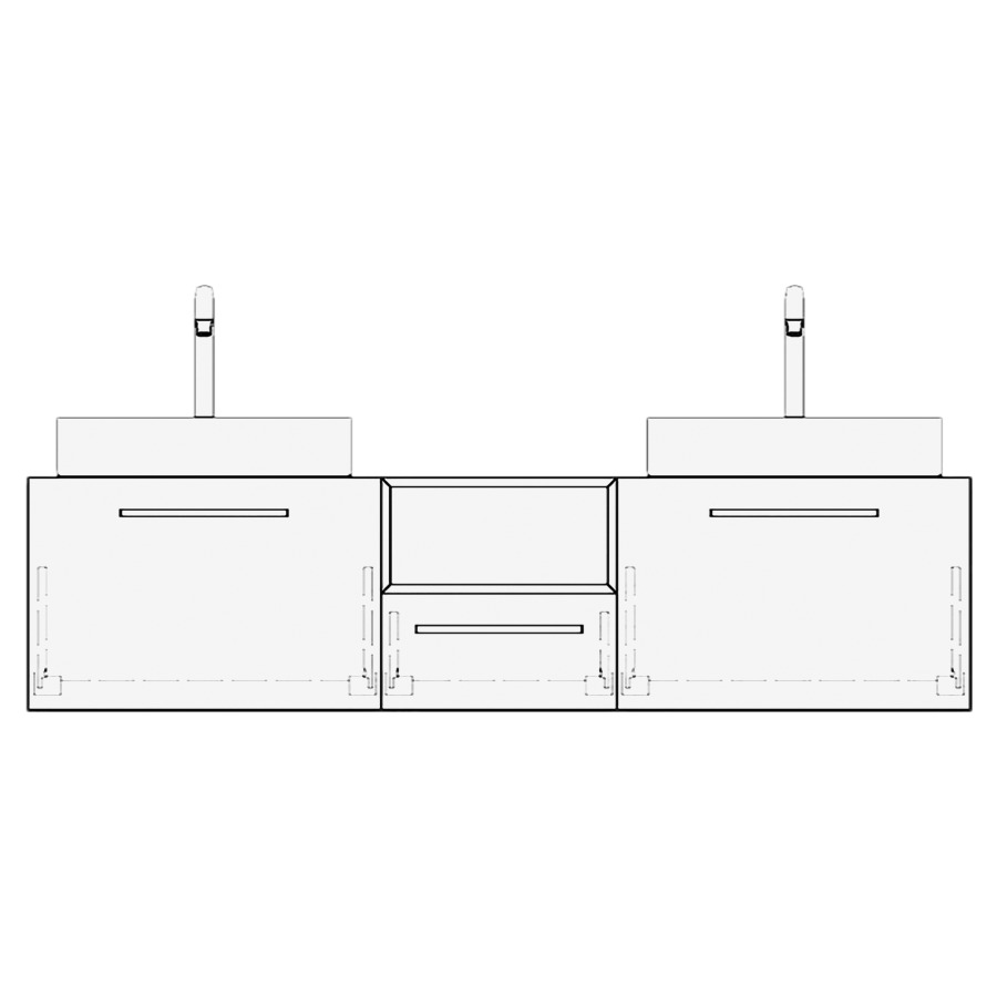 Meuble avec lavabo ALETA
table de lavabo et élément
inférieur
150,0-180,0 x 40,0 x 55,0 cm
3 éléments à chacune 1 tiroir
niche en haut au milieu
pour 2 lavabos