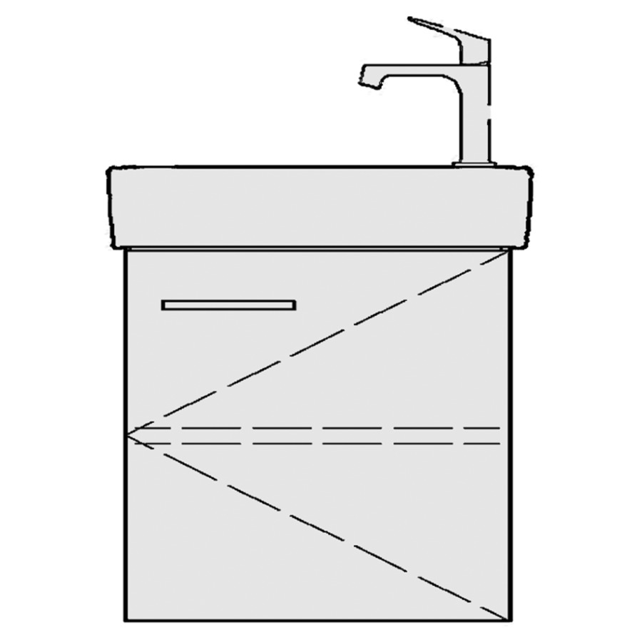 Élément inférieur Procasa
Cinque S
42,0 x 50,0 x 26,5 cm
pour lavabo 291376 45 cm
robinet à gauche ou à droite
armoire de tablette, 1 porte
charnières à droite
1 tablette