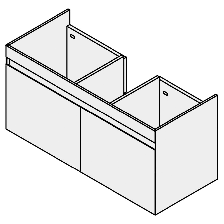 Élément inférieur Procasa
Cinque S
117,0 x 50,0 x 46,0 cm
pour lavabo 291390 120 cm
espace de stockage à gauche et
à droite, 2 éléments à chacun
1 tiroir