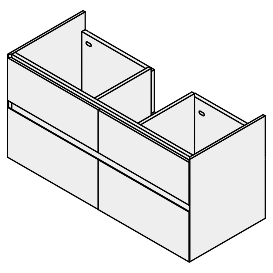 Élément inférieur Procasa
Cinque S
117,0 x 50,0 x 46,0 cm
pour lavabo 291390 120 cm
espace de stockage à gauche et
à droite, 2 éléments à chacun
2 tiroirs