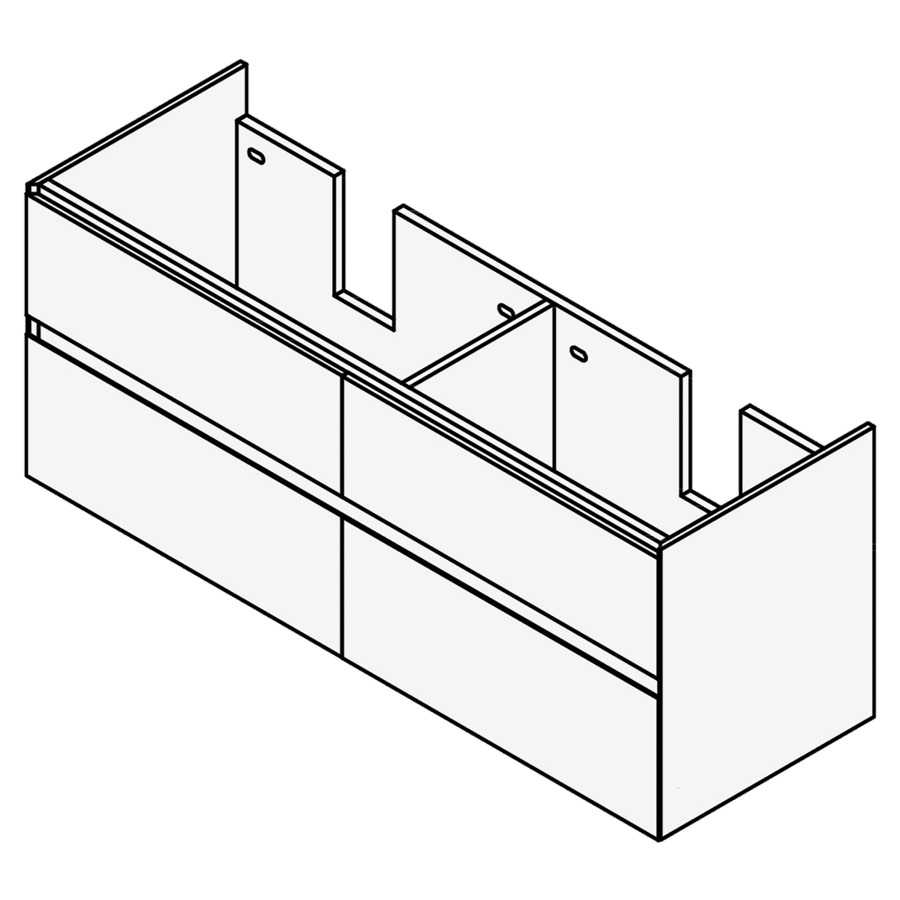 Élément inférieur Procasa
Cinque S
127,0 x 50,0 x 46,0 cm
pour lavabo double 291391
130 cm, 2 éléments à chacun
2 tiroirs