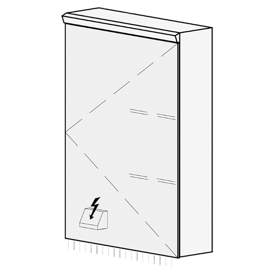 Armoire de toilette Procasa
Cinque S AP
50,4 x 71,5 x 14,8 cm
1 porte à double miroir
charnières à droite, 1 prise
double à gauche en bas
éclairage LED 4000 K, IP24