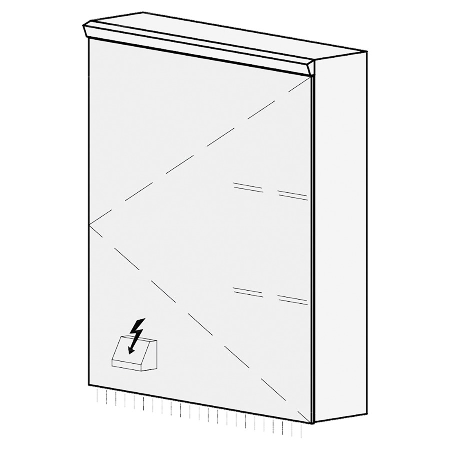 Armoire de toilette Procasa
Cinque S AP
60,4 x 71,5 x 14,8 cm
1 porte à double miroir
charnières à droite, 1 prise
double à gauche en bas
éclairage LED 4000 K, IP24