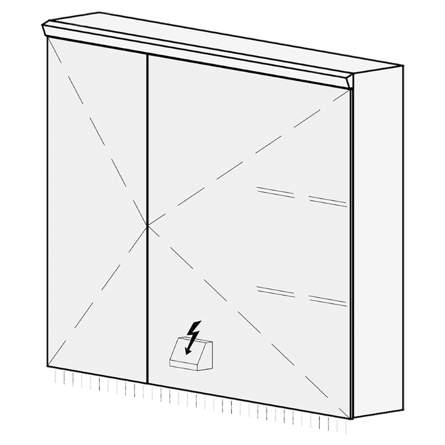 Armoire de toilette Procasa
Cinque S AP
90,4 x 71,5 x 14,8 cm
2 portes à double miroir
(30/60), 1 prise double à
droite en bas opposé des
charnières, éclairage LED
4000 K, IP24