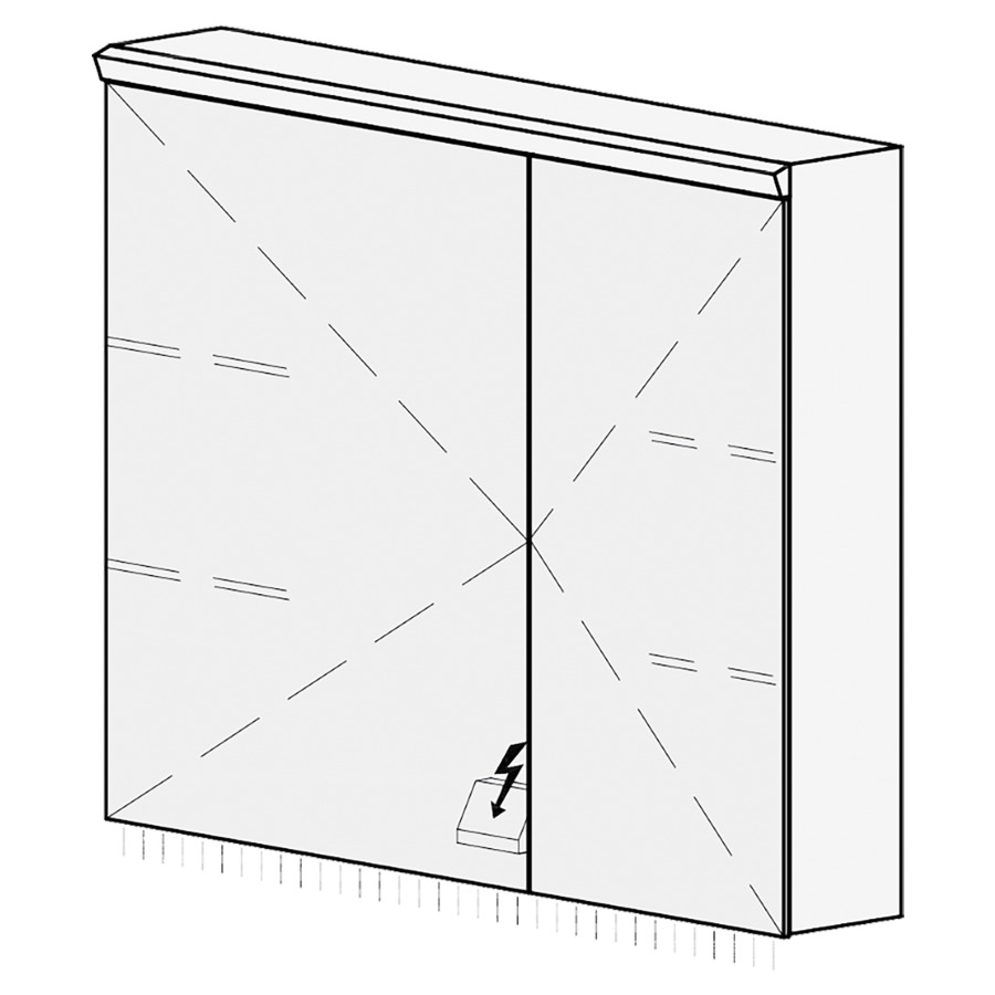 Armoire de toilette Procasa
Cinque S AP
90,4 x 71,5 x 14,8 cm
2 portes à double miroir
(60/30), 1 prise double à
gauche en bas opposé des
charnières, éclairage LED
4000 K, IP24