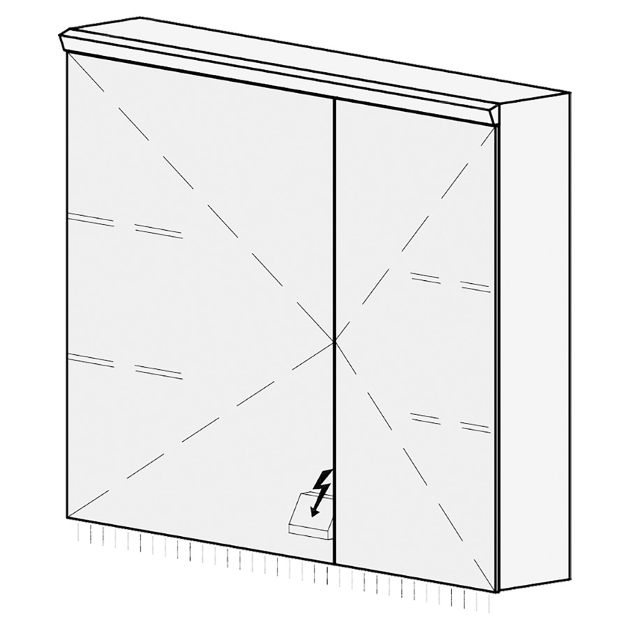 Armoire de toilette Procasa
Cinque S UP
90,4 x 71,5 x 14,8 cm
2 portes à double miroir
(60/30), 1 prise double à
gauche en bas opposé des
charnières, éclairage LED
4000 K, IP24